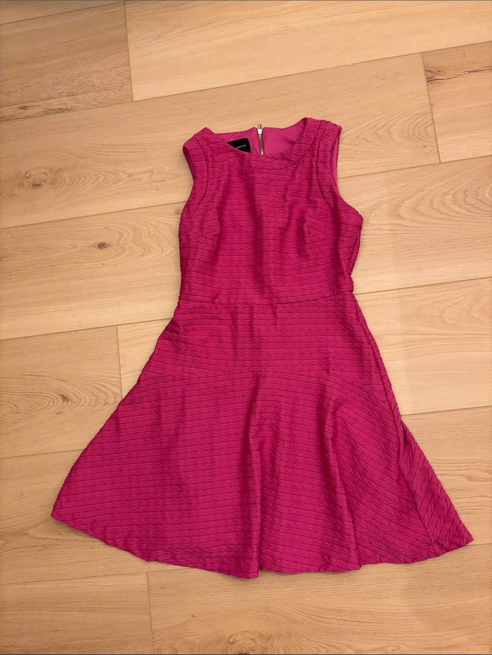 Donna Morgan Sleeveless Fuchsia Textured Fit & Flare Dress